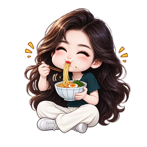AI emoji sticker "Eating" made from a photo — static, no motion